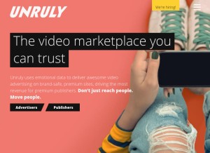 How unrulymedia.com looks like on a tablet such as an iPad.