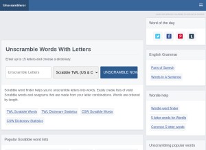 How unscramblerer.com looks like on a tablet such as an iPad.