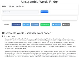 How unscramblewords.world looks like on a tablet such as an iPad.