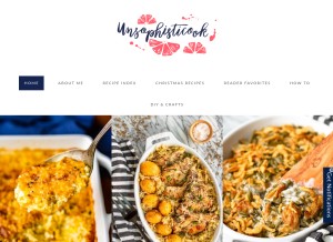 How unsophisticook.com looks like on a tablet such as an iPad.
