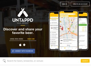 How untappd.com looks like on a tablet such as an iPad.