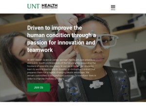 How unthsc.edu looks like on a tablet such as an iPad.