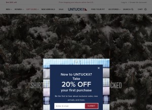 How untuckit.com looks like on a tablet such as an iPad.