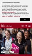 How uottawa.ca looks like on a mobile device such as an iPhone.