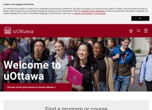 How uottawa.ca looks like on a tablet such as an iPad.