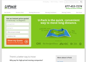How upack.com looks like on a tablet such as an iPad.
