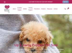 How upandawaypups.com looks like on a tablet such as an iPad.