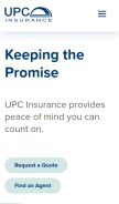 How upcinsurance.com looks like on a mobile device such as an iPhone.