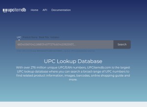 How upcitemdb.com looks like on a tablet such as an iPad.