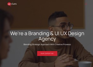 How upclues.com looks like on a tablet such as an iPad.