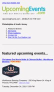 How upcomingevents.com looks like on a mobile device such as an iPhone.