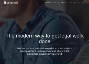 How upcounsel.com looks like on a tablet such as an iPad.