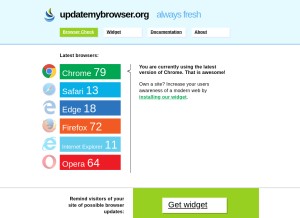 How updatemybrowser.org looks like on a tablet such as an iPad.