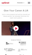 How upgrad.com looks like on a mobile device such as an iPhone.