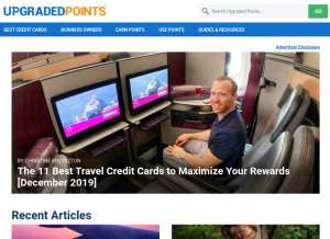 How upgradedpoints.com looks like on a tablet such as an iPad.