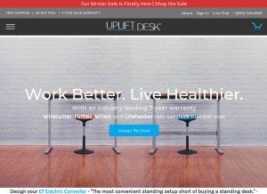 How upliftdesk.com looks like on a tablet such as an iPad.