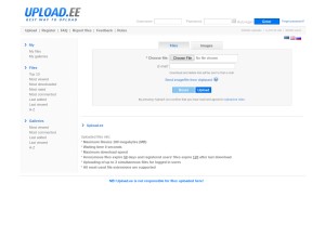 How upload.ee looks like on a tablet such as an iPad.