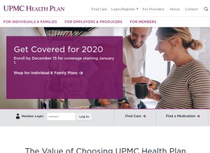 How upmchealthplan.com looks like on a tablet such as an iPad.
