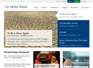 How upperroom.org looks like on a tablet such as an iPad.