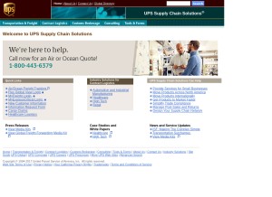 How ups-scs.com looks like on a tablet such as an iPad.
