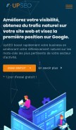 How upseo.io looks like on a mobile device such as an iPhone.
