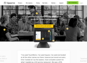 How upserve.com looks like on a tablet such as an iPad.