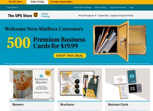 How upsstoreprint.com looks like on a tablet such as an iPad.