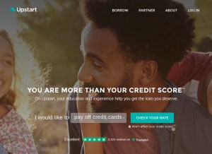 How upstart.com looks like on a tablet such as an iPad.