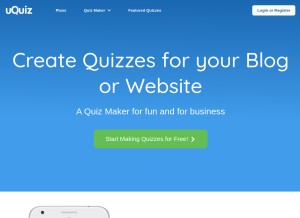 How uquiz.com looks like on a tablet such as an iPad.