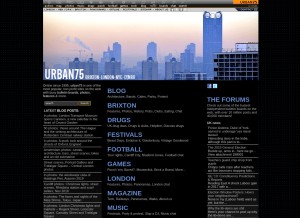 How urban75.net looks like on a tablet such as an iPad.