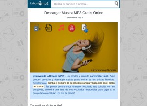 How urbanomp3.com looks like on a tablet such as an iPad.