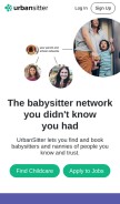 How urbansitter.com looks like on a mobile device such as an iPhone.