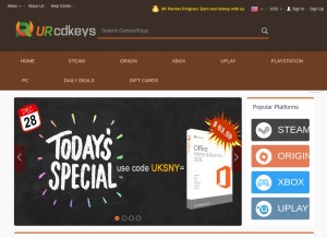 How urcdkeys.com looks like on a tablet such as an iPad.