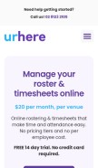 How urhere.com.au looks like on a mobile device such as an iPhone.