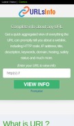 How urlsinfo.com looks like on a mobile device such as an iPhone.