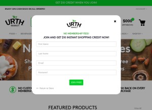 How urthmarket.com looks like on a tablet such as an iPad.