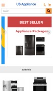 How us-appliance.com looks like on a mobile device such as an iPhone.