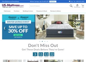 How us-mattress.com looks like on a tablet such as an iPad.