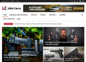 How usacarry.com looks like on a tablet such as an iPad.