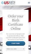 How usbirthcertificates.com looks like on a mobile device such as an iPhone.