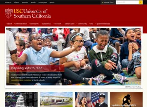 How usc.edu looks like on a tablet such as an iPad.