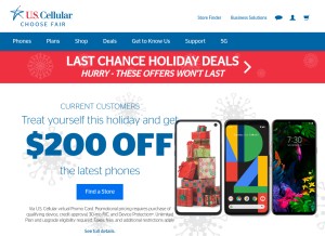 How uscellular.com looks like on a tablet such as an iPad.