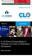 How uschess.org looks like on a mobile device such as an iPhone.