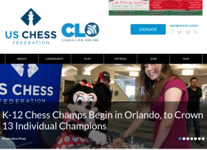 How uschess.org looks like on a tablet such as an iPad.