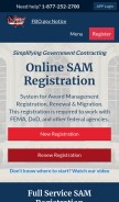 How uscontractorregistration.com looks like on a mobile device such as an iPhone.