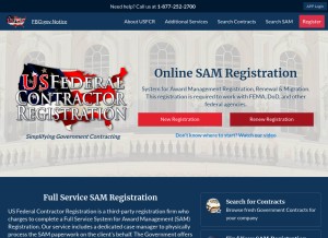 How uscontractorregistration.com looks like on a tablet such as an iPad.
