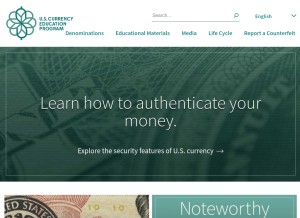 How uscurrency.gov looks like on a tablet such as an iPad.