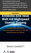 How usenext.de looks like on a mobile device such as an iPhone.