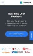 How userback.io looks like on a mobile device such as an iPhone.