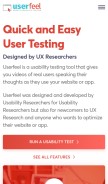How userfeel.com looks like on a mobile device such as an iPhone.